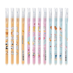 Ручка гелевая, пиши-стирай, Basir, синие чернила, серия "Лапки", разноцветный корпус