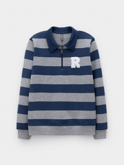 джемпер  для мальчика  КР 302795/серый меланж,синий,полоска к618