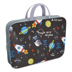 
          Папка с ручками 1 отделение, А4 260х340х80 мм, Alingar, ПВХ, ручки тесьма, дизайн с одной стороны, молния сверху, внутр. карман, "Среди планет"
