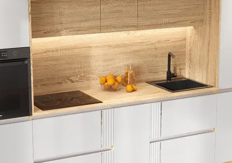 МДФ Кухня Карина №1 (Пластер Бьянко, сонома)