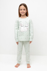 пижама  для девочки  К 1581/зеленая пастель,мини клевер
