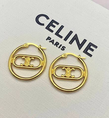 Серьги-конго CELINE в форме лого качество lux