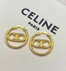 Серьги-конго CELINE в форме лого качество lux