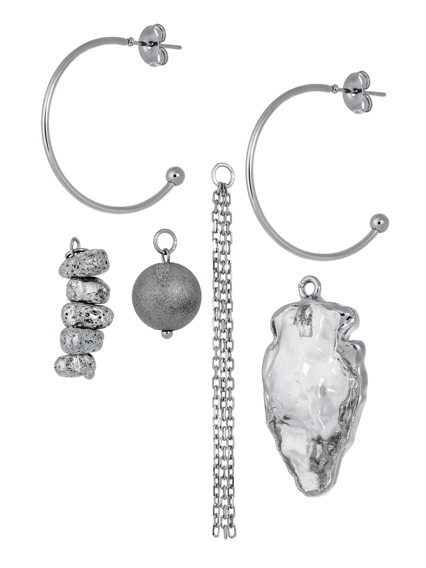 Серьги трансформеры с лавой и агатом