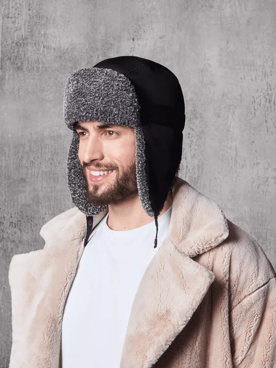 Шапка ушанка меховая теплая с флисом