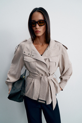 Тренч TEONA укороченный, бежевый