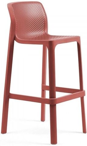 Стул пластиковый барный Nardi Net Stool, коралловый