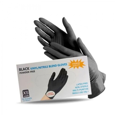 Перчатки нитриловинил (черные) Wally Plastic р.XS 50пар/уп