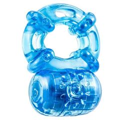 Голубое эрекционное виброкольцо Reusable 5 Function Cock Ring - 