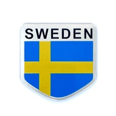 Наклейка Sweden (Шведский флаг) объемная полиуретановая (шильдик флаг Швеции, 5х5см)