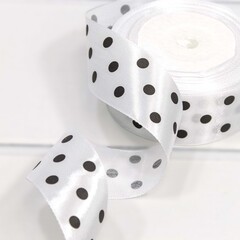 Лента атласная горох, ш. 2,5 см, белый