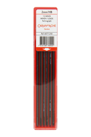 Грифели Caran d’Ache Technograph для Fixpencil, 2,00 mm, 12 штук, HB (6077.250)