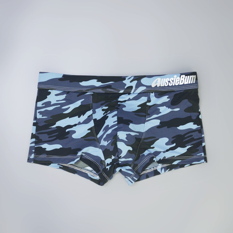 Мужские трусы хипсы синие с камуфляжным принтом Aussiebum