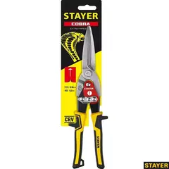 STAYER Cobra, 290 мм, прямые удлинённые ножницы по металлу (23055-29)