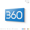Номер на дверь 360, табличка на дверь для офиса, квартиры, кабинета, аудитории, склада, голубая 120х70 мм, Айдентика Технолоджи