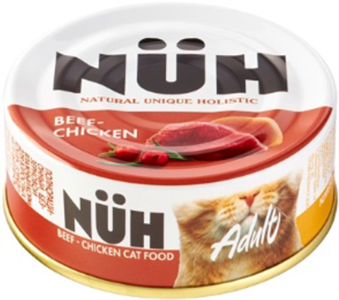 NUX консервы для кошек беззерновые (говядина и цыпленок) 100 г