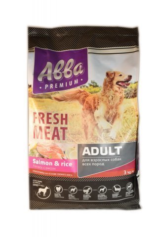 АBBA Premium Fresh Meat Adult корм для собак всех пород старше 1 года, с лососем и рисом 12 кг.
