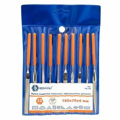 Набор надфилей КОБАЛЬТ алмазных, 160х70х4 мм, обрезиненные рукоятки (10 шт.) чехол (790-182)