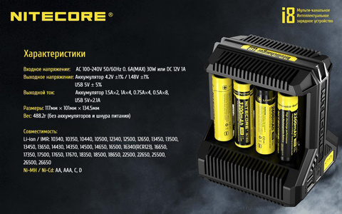 Зарядное устройство Nitecore I8