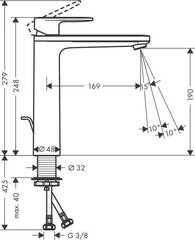Смеситель для раковины 230, с донным клапаном, хром Hansgrohe Vernis Blend 71572000