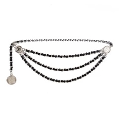 Пояс - цепочка с кожаной вставкой