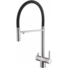 Смеситель ABBER Wasser Kreis AF81141 для кухни с подключением фильтра и выдвижной лейкой, хром фото
