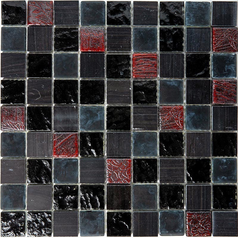 BDA-3004 Мозаика из стекло мрамор агломерат Natural Inka черный коричневый темный квадрат