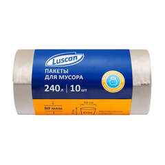 Мешки для мусора Luscan ПВД 240л 90х140см 80мкм прозрачные 10шт/рул