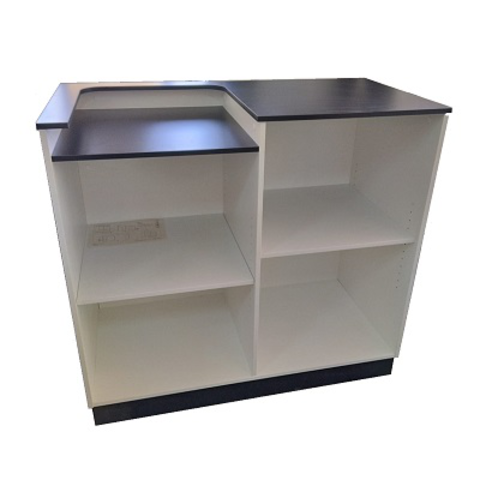 Кассовый стол с вырезом в столешнице CT-02-120611, 1200х600х1100Н, ЛДСП 16 мм, белый/черный, шагрень