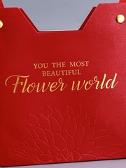 Сумка для цветов влагостойкая, Тиснение «Самой прекрасной», красная, 23*15*9 см (Д*В*Ш), 1 шт.