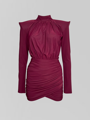 Платье Agdali Brand 1045 однотонное с драпировкой и объемными плечами