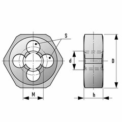 Плашка М14х2,0 DIN382 (6-гранная) HSS 6g 36х14мм Bucovice(CzTool) 220140