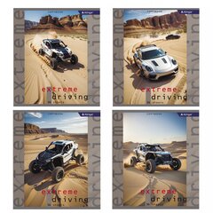
          Тетрадь 36 л., А5, клетка, Alingar "Extreme driving", скрепка, второй блок, мелованный картон (стандарт), 4 дизайна в пленке т/у