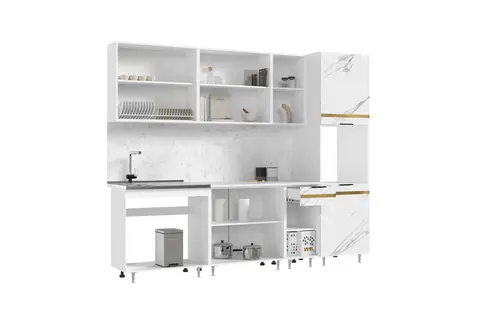 Кухня Милена 2,6м (490) (Мрамор белый софт, Белый (Антарес))