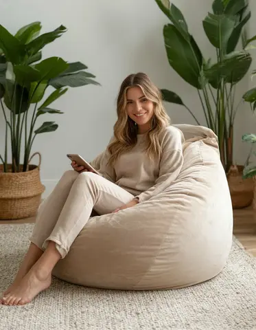 Кресло-мешок «Груша» Велюр бежевый XXXL