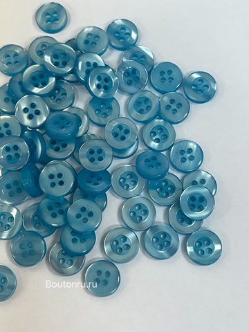 Пуговицы яркие голубые перламутровые на прокол 11,5 мм