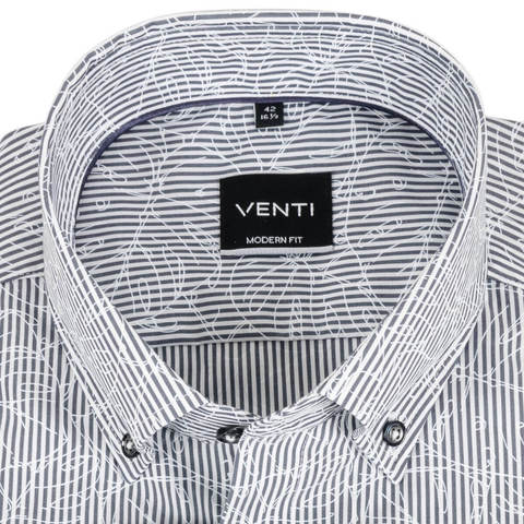 Рубашка Venti Modern Fit 103371600-100 с графическим принтом серая