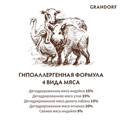 Сухой корм Grandorf Probiotics 4Meat & Brown Rice Adult Sterilised от 1 года