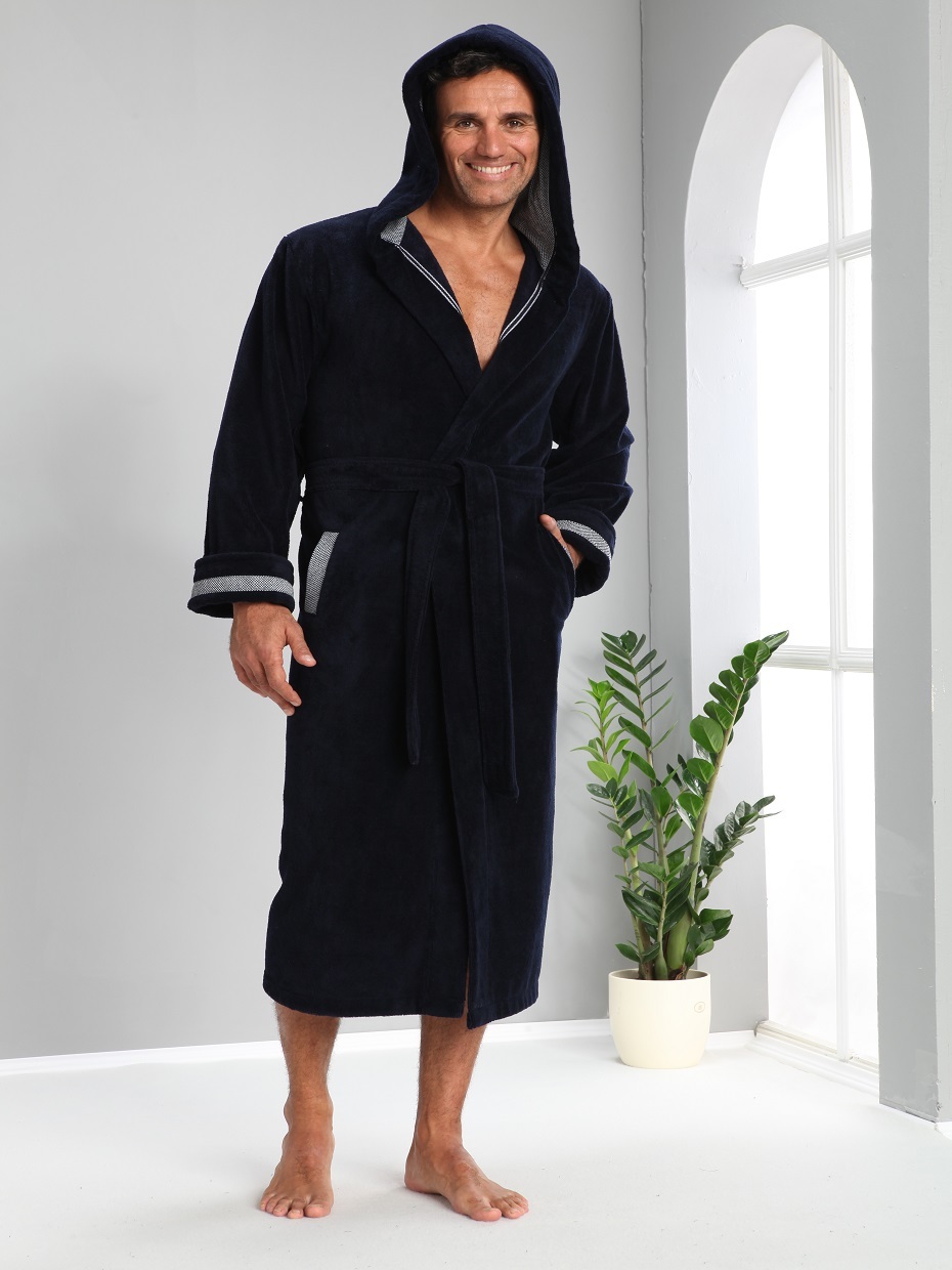 Создать мужской махровый халат с именной вышивкой (Comfort с капюшоном)