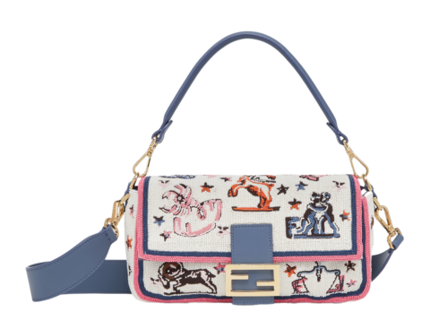 Сумка Fendi из ткани FF с вышивкой Astrology белый