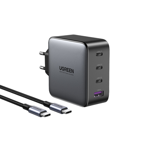 Зарядное устройство UGREEN CD226 90575 USB-A+3*USB-C 100W GaN Fast Charger с кабелем USB-C, Space Gray