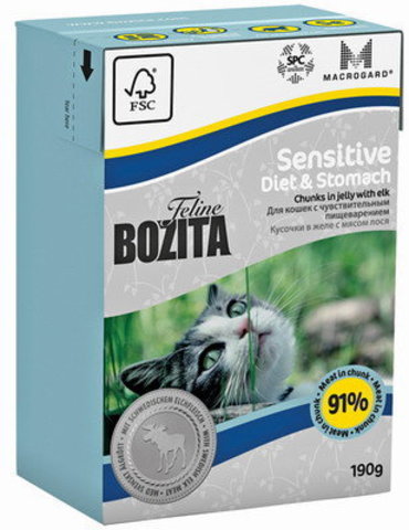 BOZITA Feline Funktion Diet & Stomach консервы для кошек с чувствительным пищеварением, пожилых 190г