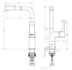 Смеситель для кухни с высоким поворотным изливом Lemark URSUS - LM7205BL