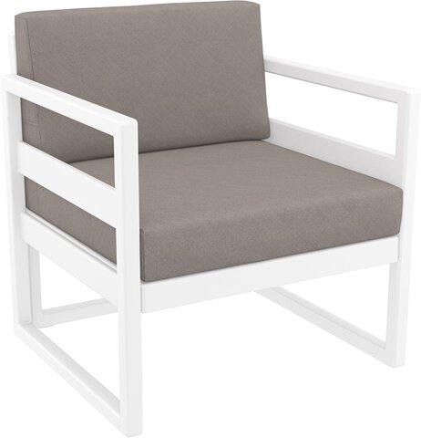 Кресло пластиковое с подушками Siesta Contract Mykonos, белый, светло-коричневый