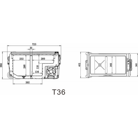 Компрессорный автохолодильник Alpicool T36 (Двухкамерный, 12V/24V/220V, 36л,)