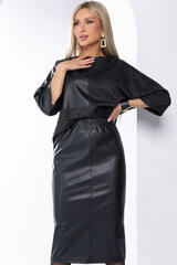 Юбка из экокожи (черная) Ю8385 LT Collection (Акция)