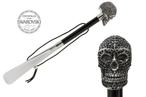 Ложка для обуви Pasotti - Black Swarovski® Skull Shoehorn, Италия.