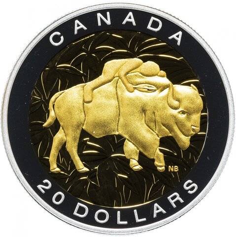Канада 2014, 20 долларов, серебро. Семь священных учений. Уважение (Буйвол)