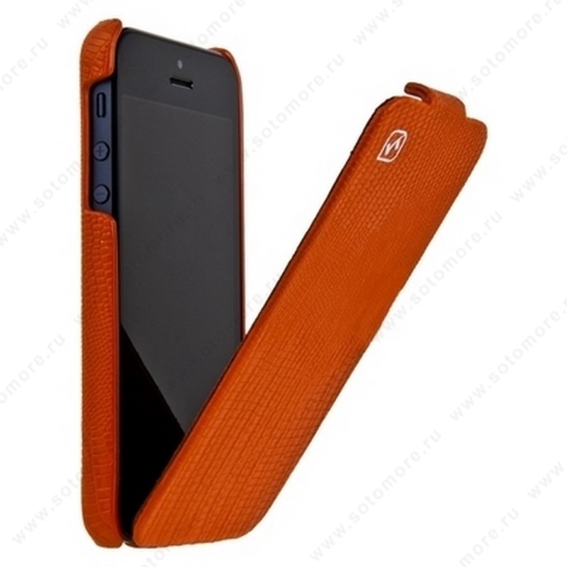 Чехол-флип HOCO для iPhone SE/ 5s/ 5C/ 5 - HOCO Lizard pattern Leather Case Orange