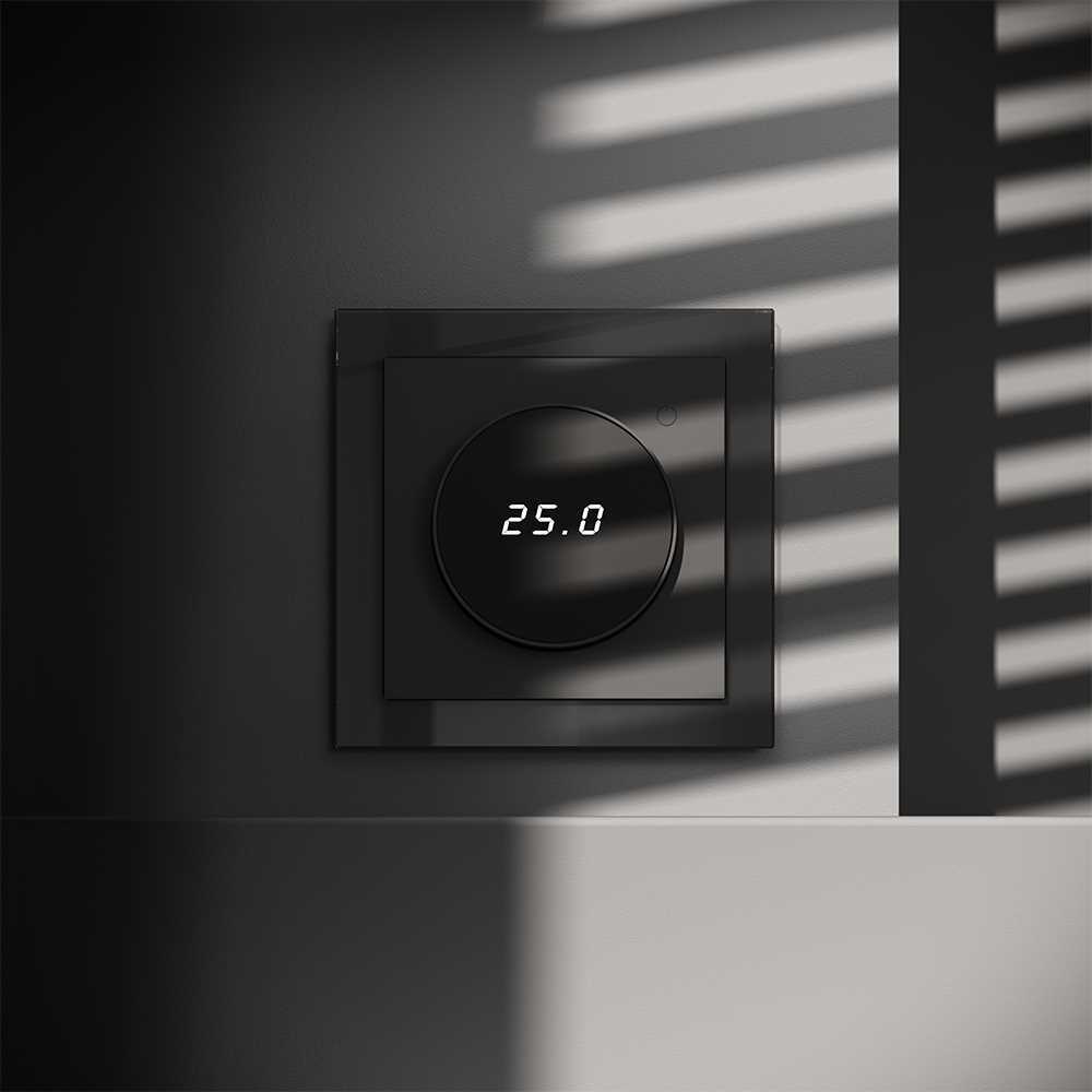Терморегулятор электронный Voltum S70 с индикацией и датчиком, для теплого пола, (черный матовый) VLS070108
